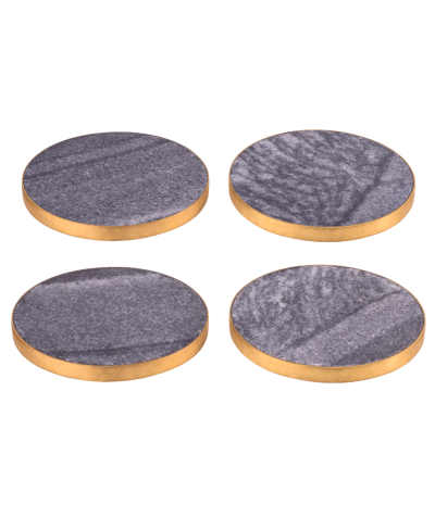 Marmoruntersetzer,Stone 4erSet schw/gold