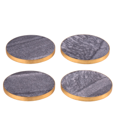 Marmoruntersetzer,Stone 4erSet schw/gold