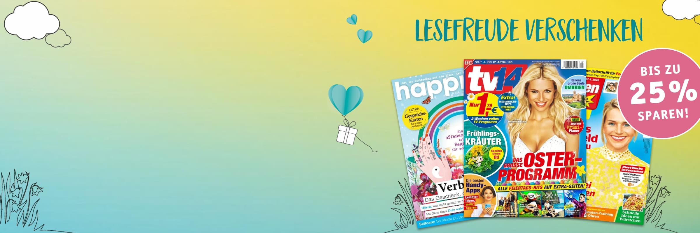 Frühlingsaktion 2026: Lesefreude verschenken - 8 Monate zum Preis von 6 Frühlingsaktion 2026: Lesefreude verschenken - 8 Monate zum Preis von 6