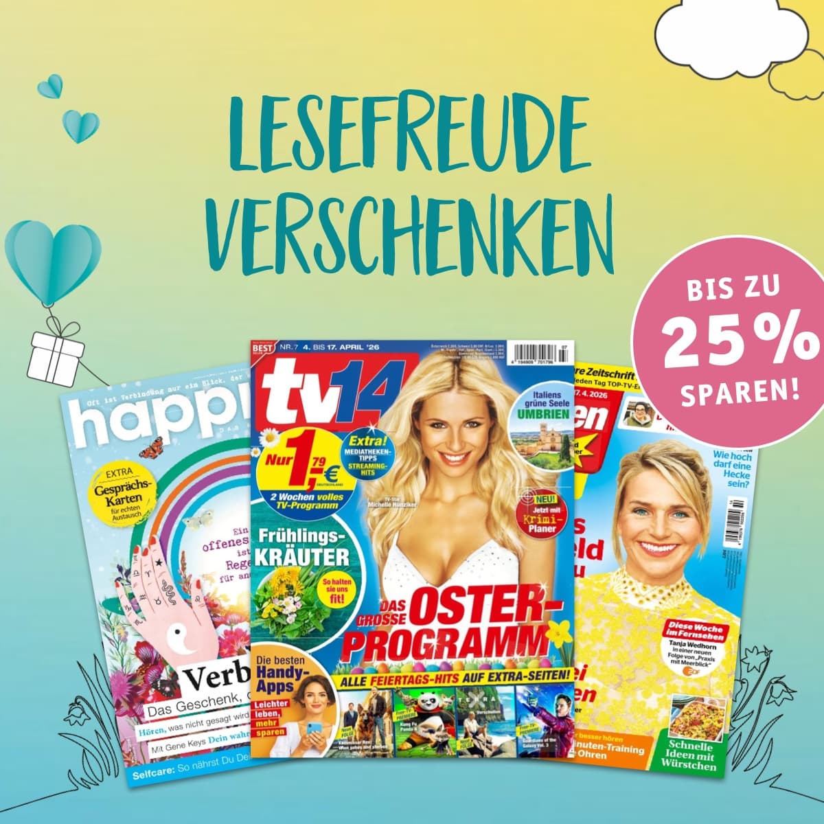 Fr&uuml;hlingsaktion 2026: Lesefreude verschenken - 8 Monate zum Preis von 6