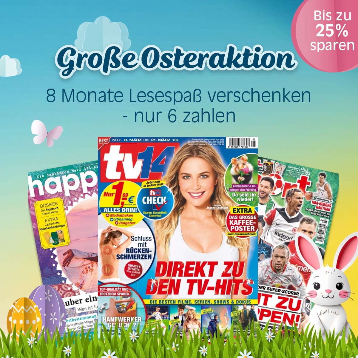 Osteraktion 2026: Lesefreude verschenken - 8 Monate zum Preis von 6