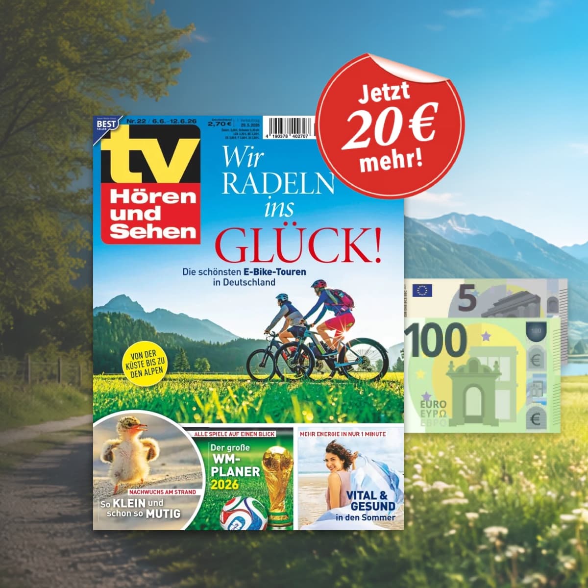 Wohnzimmer im Hintergrund. Im Vordergrund ist die Zeitschrift Wohnidee TV Movie abgebildet Wohnzimmer im Hintergrund. Im Vordergrund ist die Zeitschrift Wohnidee TV Movie abgebildet