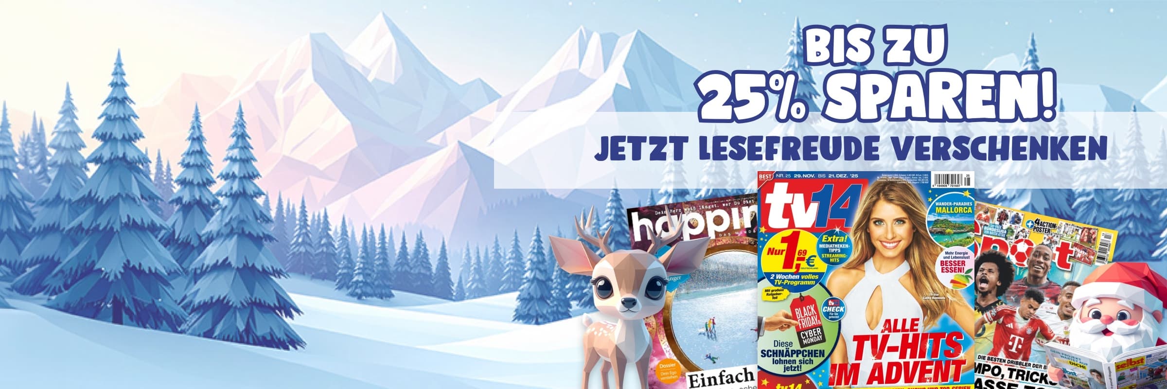 Weihnachtsaktion 2025: Lesefreude verschenken - 15 Monate zum Preis von 12