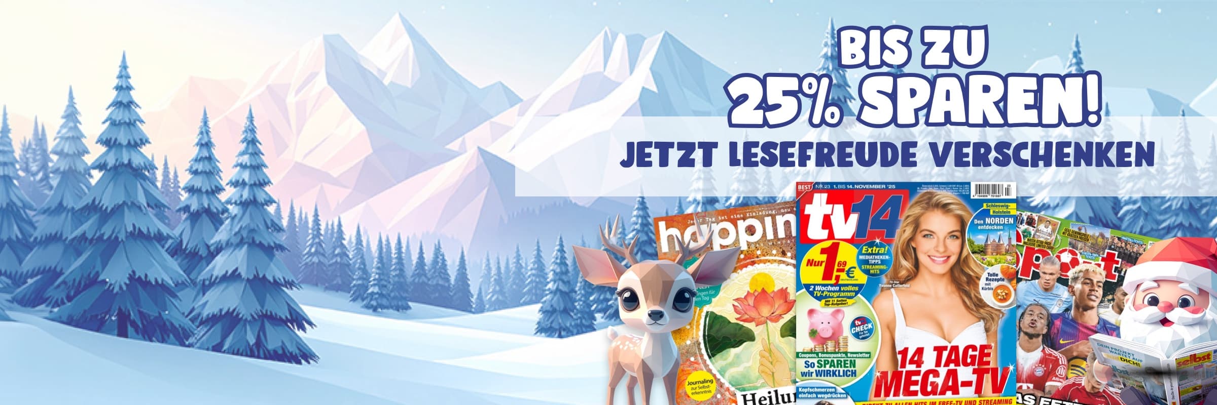 Weihnachtsaktion 2025: Lesefreude verschenken - 15 Monate zum Preis von 12