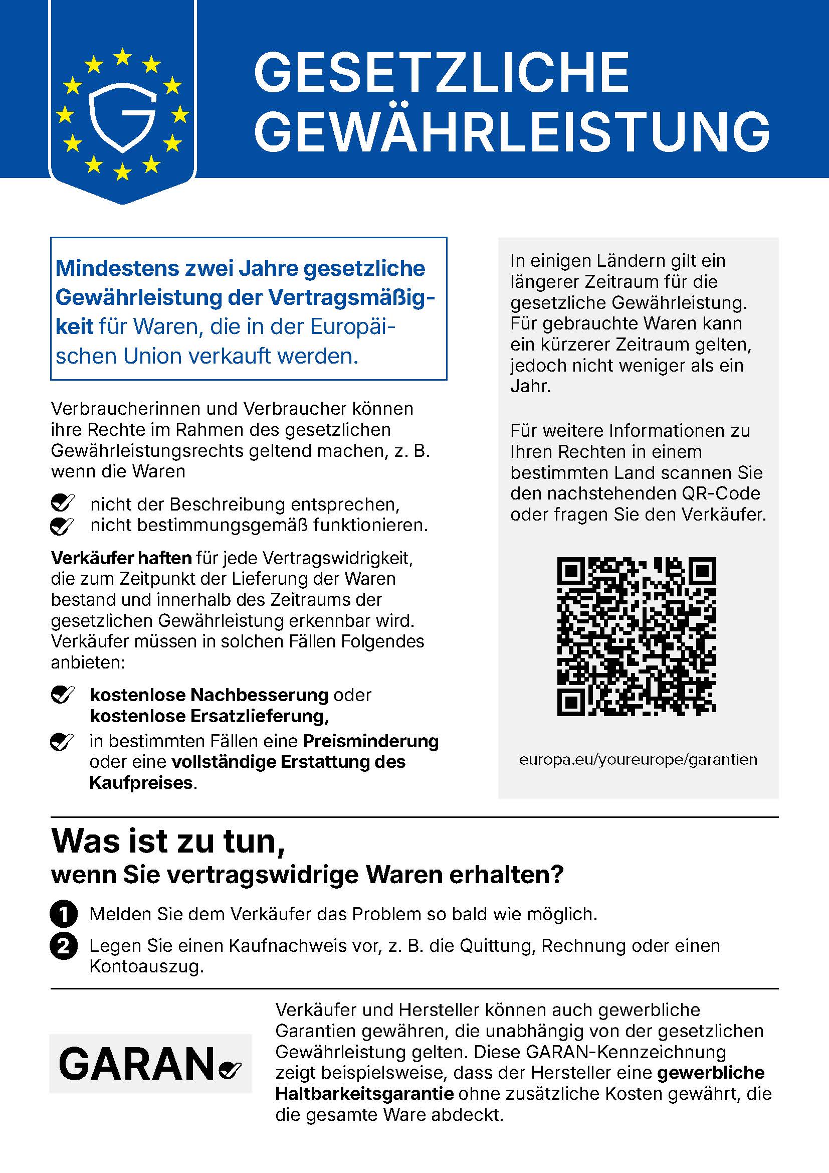 Gew&auml;hrleistungslabel