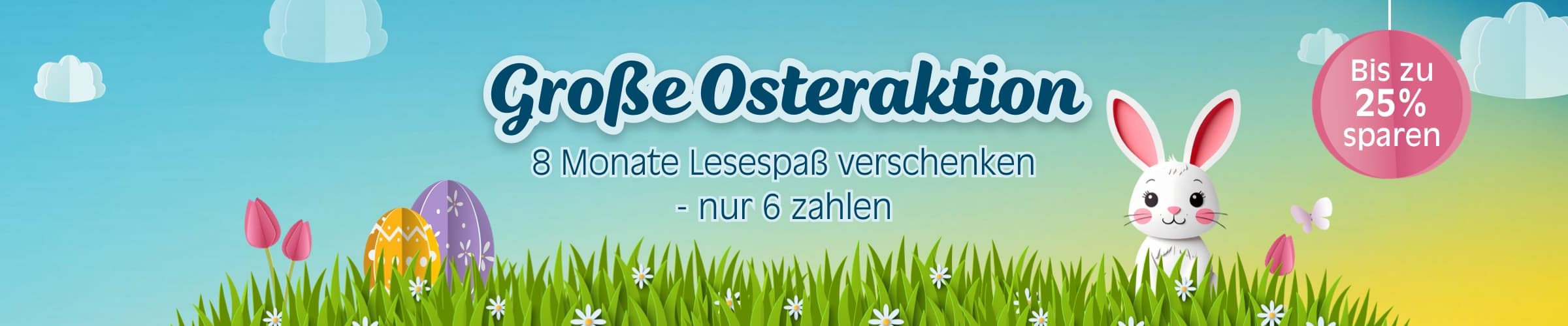 Zeitschriftenaktion zum Valentinstag: 7 Monate verschenken, nur 6 zahlen &ndash; mit Blumen-Deko.